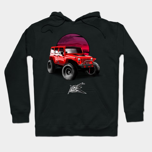 jeep wrangler rubicon red Hoodie by naquash